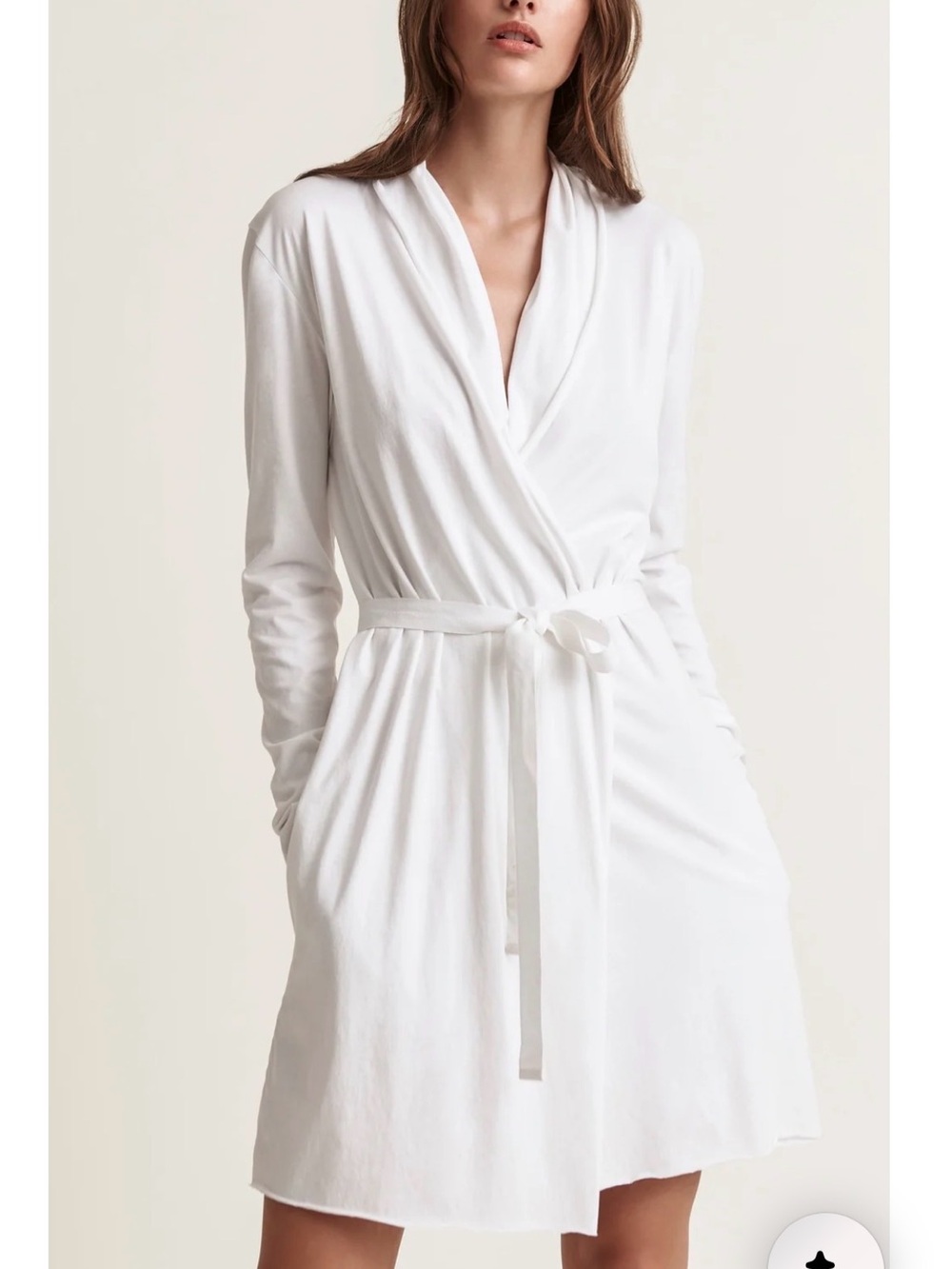 SKIN Organic Pima Cotton Women's White Wrap Robe with Tie Belt Size 0